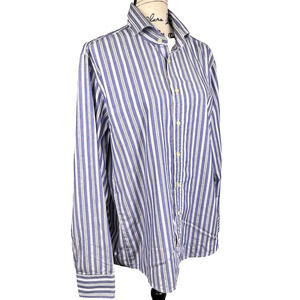 Haupt of Germany Long Sleeve Shirt Striped Cotton Button Up Preppy Casual 41/42